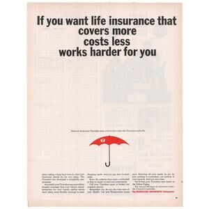 Travelers Insurance Company Magazine Advertisement Vintage 1960s Umbrella